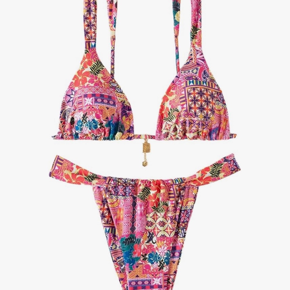 RoseSeek Tropical Floral Bikini Set Size Small